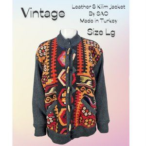Vintage Leather & Kilim Product by SAO Wool Jacket Sz Large Unisex